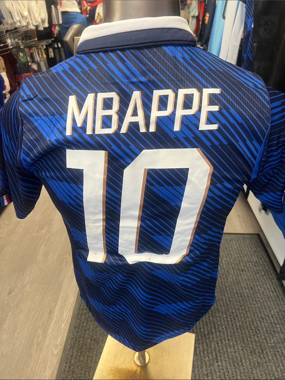 Mbappe Men's France Blue #10 Football Jersey with White Collar - Picture 2 of 2